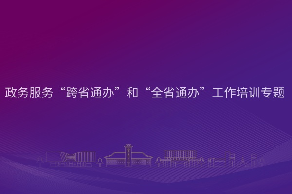 政务服务“跨省通办”和“全省通办”工作培训专题